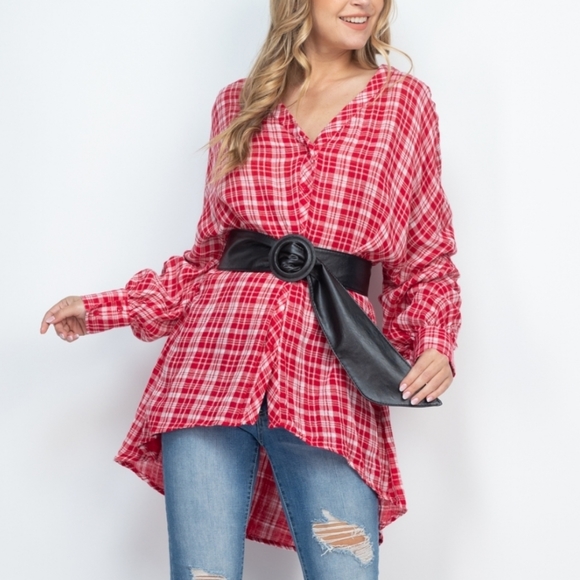 Plaid Print Tunic Top - Picture 2 of 7